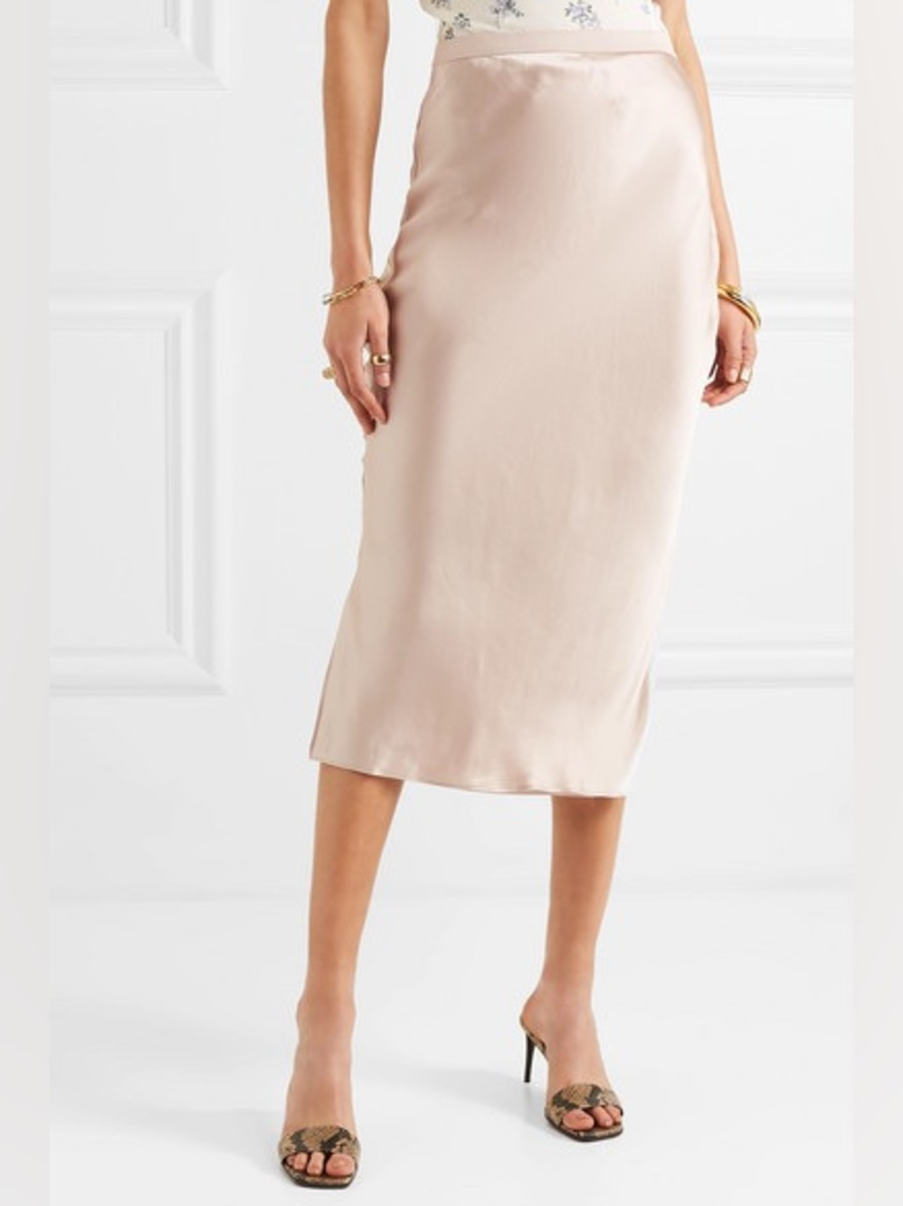 Cami NYC Silk Jessica Midi Slip Skirt in Sand